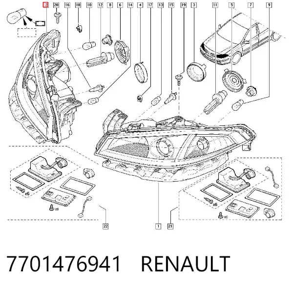 Luz direita 7701476941 Renault (RVI)