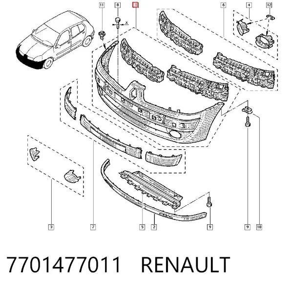 Pára-choque dianteiro 7701477011 Renault (RVI)