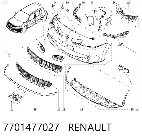 Grelha do radiador 7701477027 Renault (RVI)