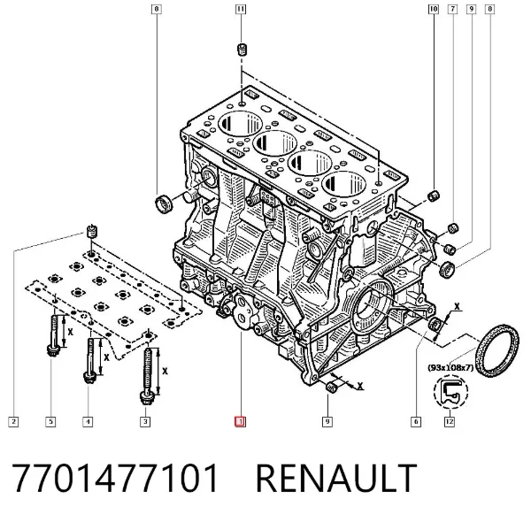 Bloco de cilindros de motor 7701477101 Renault (RVI)