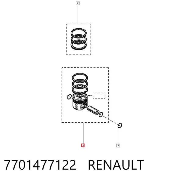 Pistão do kit para 1 cilindro, STD 7701477122 Renault (RVI)