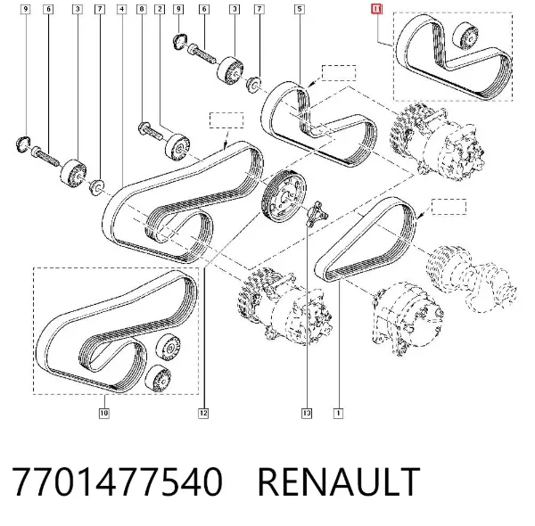 Correia dos conjuntos de transmissão, kit 7701477540 Renault (RVI)