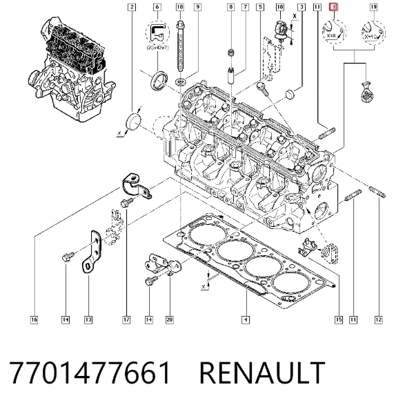 Cabeça de motor (CBC) 7701477661 Renault (RVI)