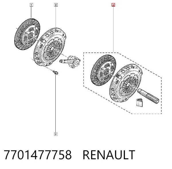 Kit de embraiagem (3 peças) 7701477758 Renault (RVI)