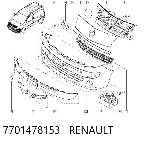 Pára-choque dianteiro 7701478153 Renault (RVI)