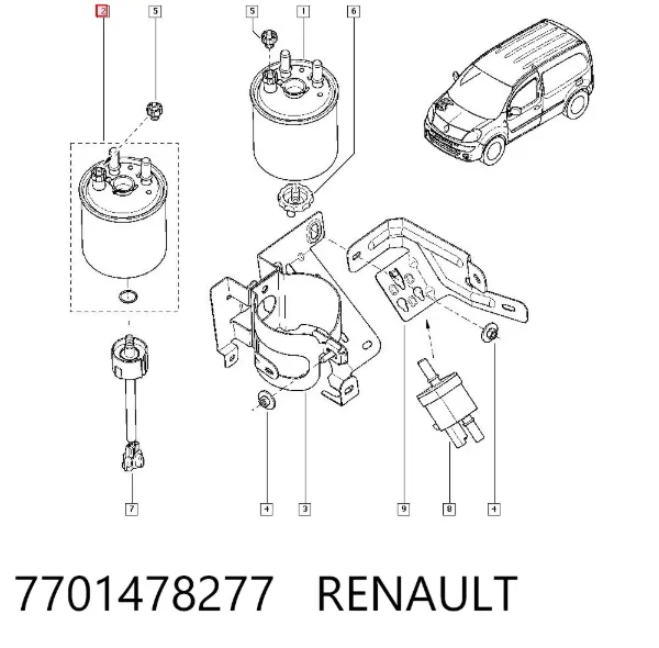 Filtro de combustível 7701478277 Renault (RVI)