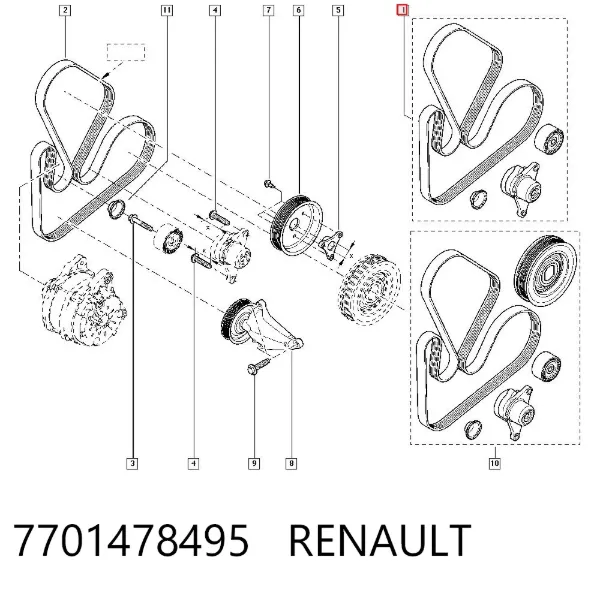 Correia dos conjuntos de transmissão, kit 7701478495 Renault (RVI)