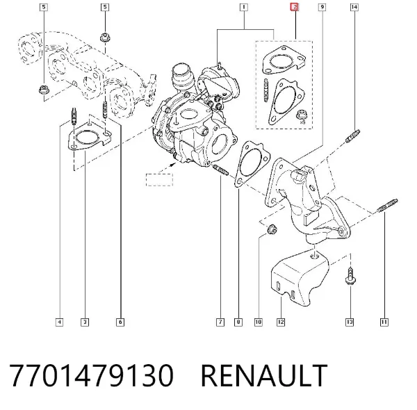 Vedante de turbina, kit de montagem 7701479130 Renault (RVI)