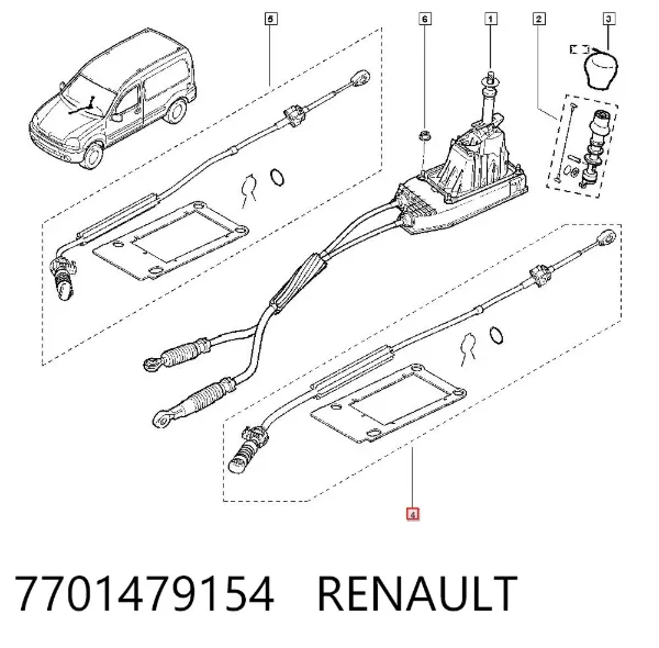 Cabo de mudança (de seleção de velocidade) 7701479154 Renault (RVI)