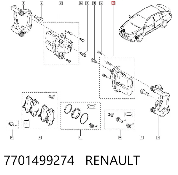 Suporte do freio dianteiro esquerdo 7701499274 Renault (RVI)