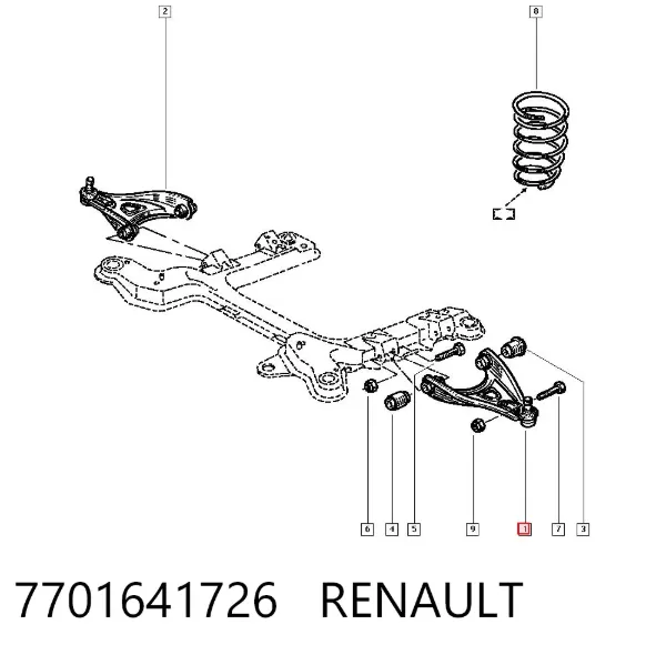 Braço oscilante inferior esquerdo de suspensão dianteira 7701641726 Renault (RVI)