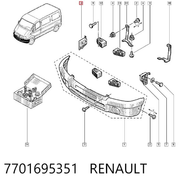 Consola do pára-choque dianteiro direito 7701695351 Renault (RVI)