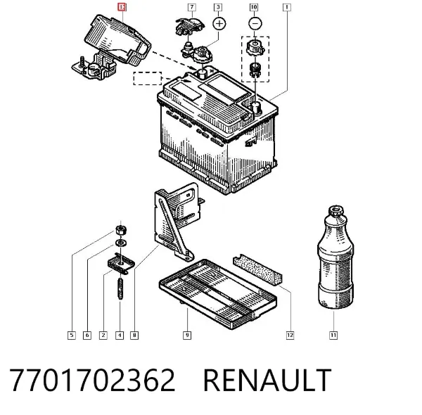 Borne de bateria recarregável (PILHA) 7701702362 Renault (RVI)