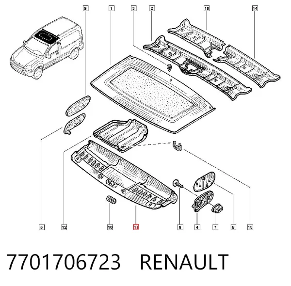 Revestimento do teto 7701706723 Renault (RVI)