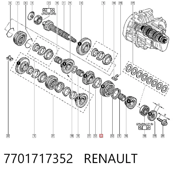 Sincronizador de 3ª/4ª velocidade 7701717352 Renault (RVI)