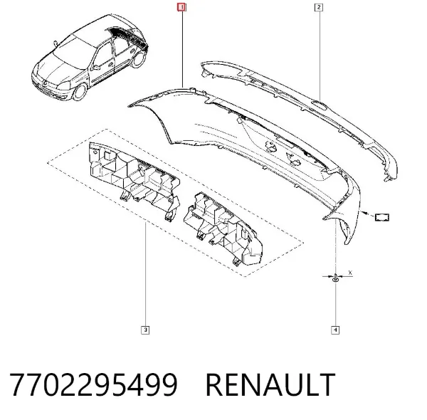 Pára-choque traseiro 7702295499 Renault (RVI)