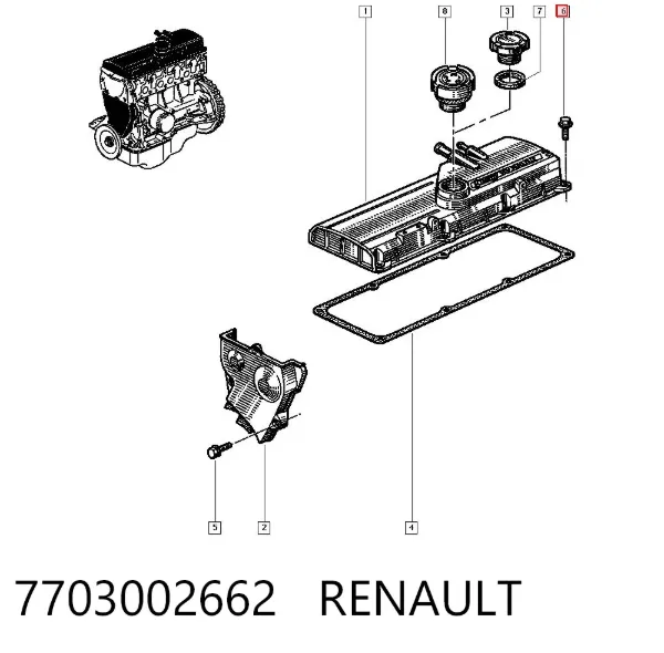 Parafuso da tampa de válvulas CBC 7703002662 Renault (RVI)