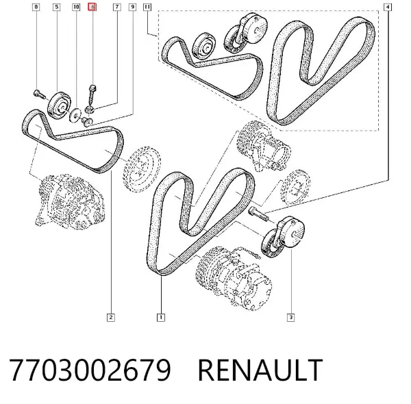 Parafuso de reguladora de tensão da correia de transmissão 7703002679 Renault (RVI)