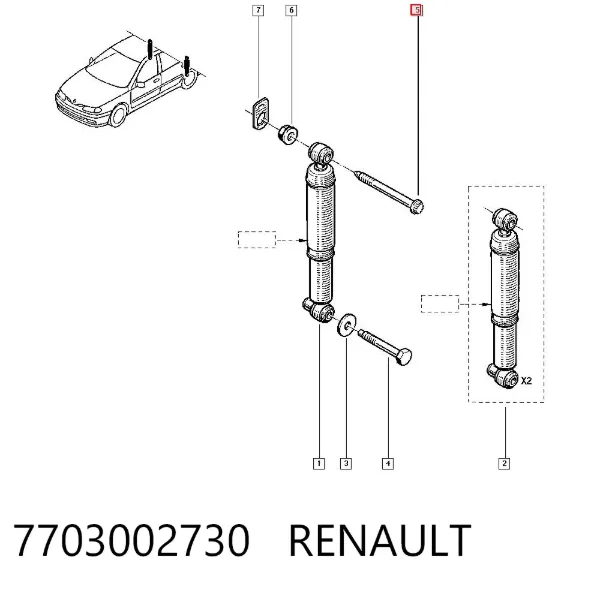 Parafuso de fixação de amortecedor dianteiro 7703002730 Renault (RVI)