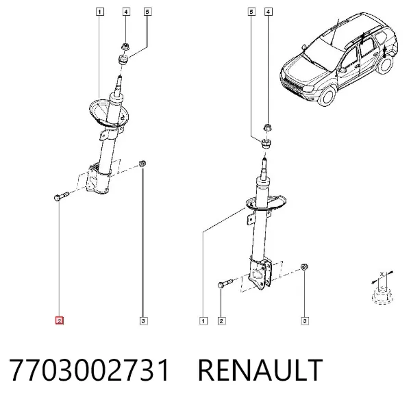 Parafuso de fixação de amortecedor dianteiro 7703002731 Renault (RVI)