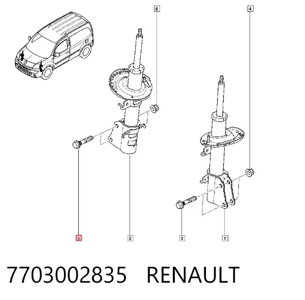 Parafuso de fixação de amortecedor traseiro 7703002835 Renault (RVI)