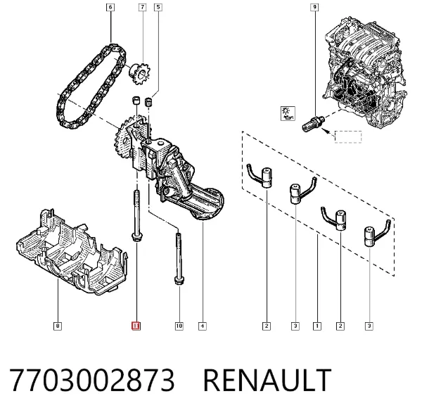 Parafuso de fixação de bomba de óleo 7703002873 Renault (RVI)