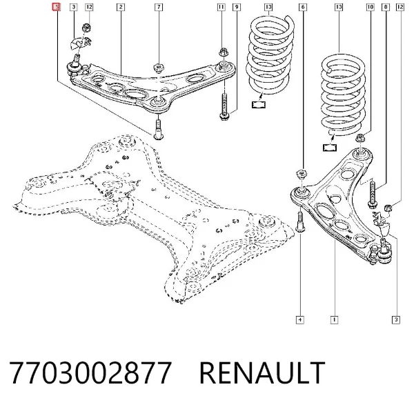 Parafuso de fixação de braço oscilante dianteiro, inferior 7703002877 Renault (RVI)