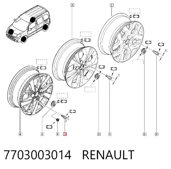 Parafuso de roda 7703003014 Renault (RVI)