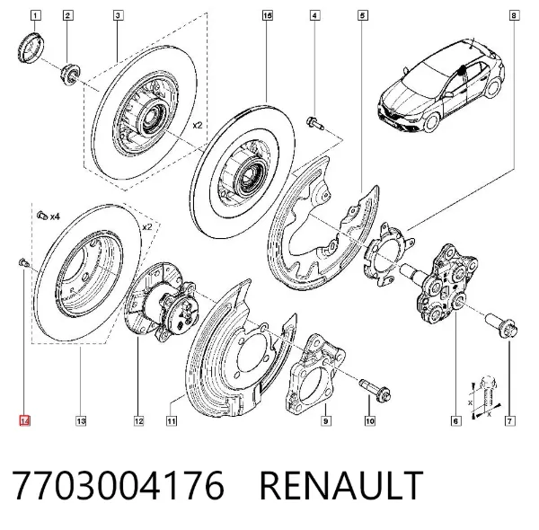 Parafuso do freio de disco 7703004176 Renault (RVI)