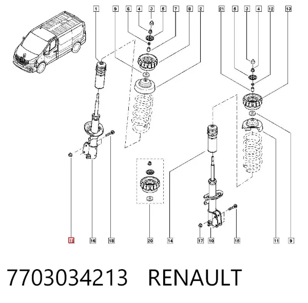 Porca de parafuso de fixação de braço oscilante dianteiro inferior 7703034213 Renault (RVI)