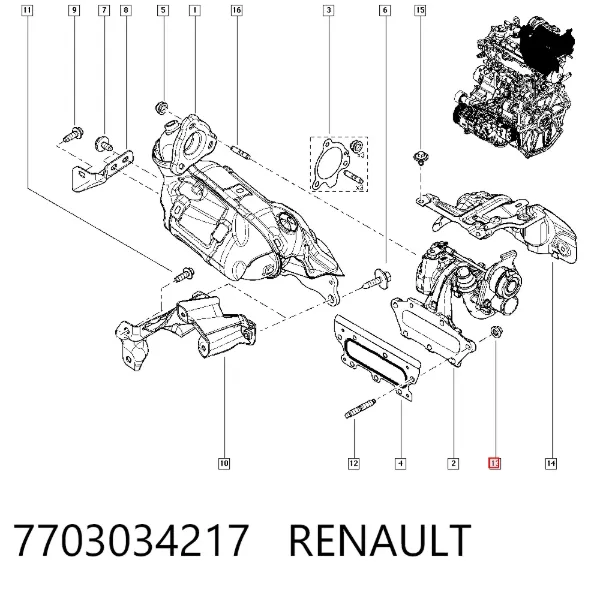 Porca de fixação de tubo de admissão do silenciador (de calças) 7703034217 Renault (RVI)