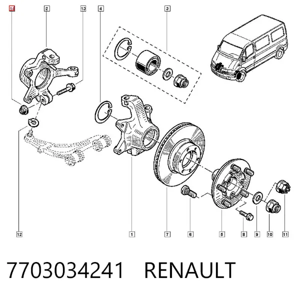 Parafuso de fixação de amortecedor dianteiro 7703034241 Renault (RVI)