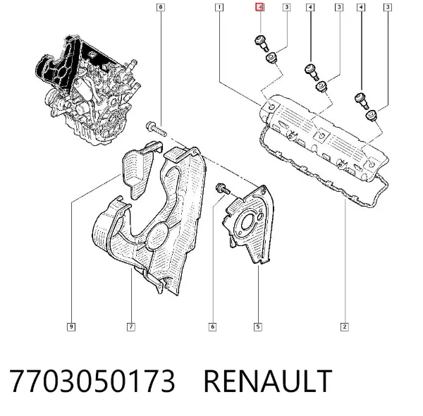 Parafuso da tampa de válvulas CBC 7703050173 Renault (RVI)