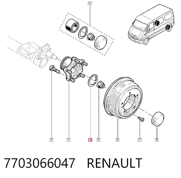 Rolamento de cubo dianteiro/traseiro 7703066047 Renault (RVI)