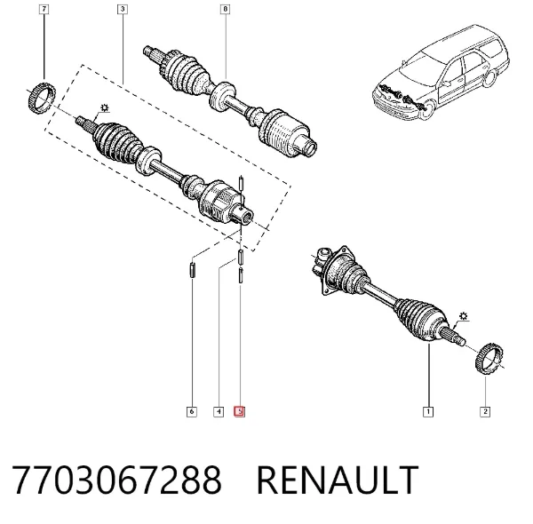Cavilha de junta homocinética interna do semieixo 7703067288 Renault (RVI)