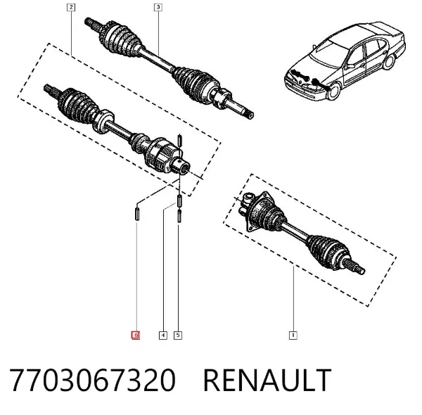 Cavilha de junta homocinética interna do semieixo 7703067320 Renault (RVI)