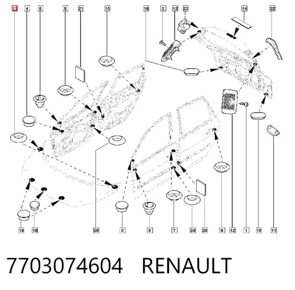 Tampão de fundo de carroçaria 7703074604 Renault (RVI)