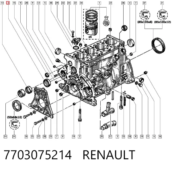 Tampão CBC/do bloco de cilindros 7703075214 Renault (RVI)