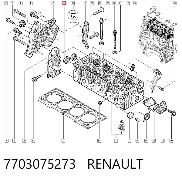 Tampão CBC/do bloco de cilindros 7703075273 Renault (RVI)