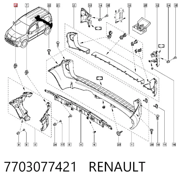 Braçadeira (cápsula) de fixação de moldura da porta 7703077421 Renault (RVI)