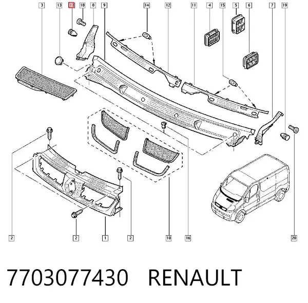 Cápsula (prendedor) de fixação de revestimento da porta 7703077430 Renault (RVI)