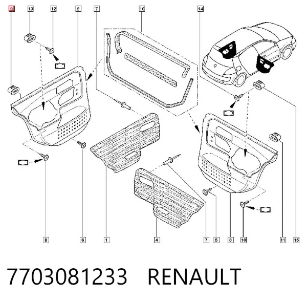 Cápsula (prendedor) de fixação de grelha do radiador ao panel 7703081233 Renault (RVI)