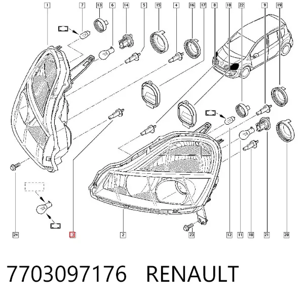 Lâmpada halógena 7703097176 Renault (RVI)