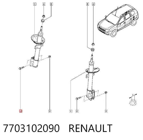 Parafuso de fixação de amortecedor traseiro 7703102090 Renault (RVI)