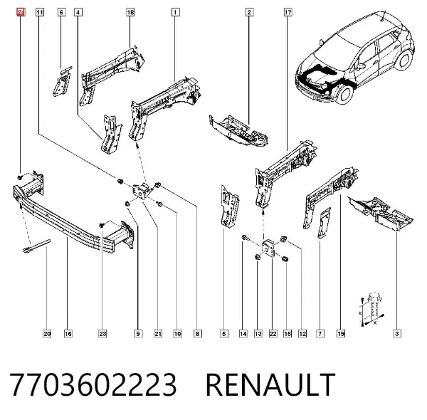 Parafuso (porca) de fixação 7703602223 Renault (RVI)