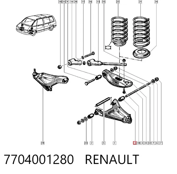 Bloco silencioso dianteiro do braço oscilante inferior 7704001280 Renault (RVI)