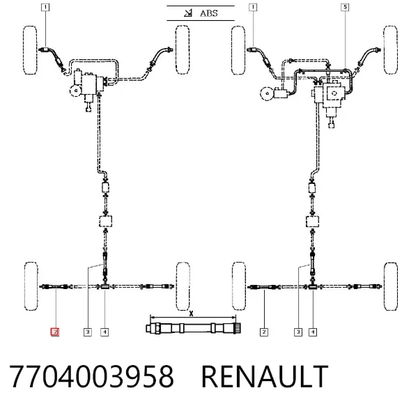 Mangueira do freio dianteira 7704003958 Renault (RVI)