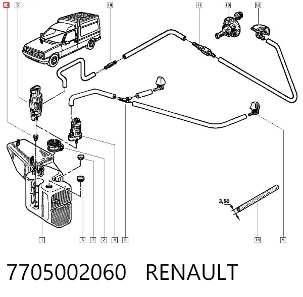 Vedante anular de bomba de fluido para lavador 7705002060 Renault (RVI)