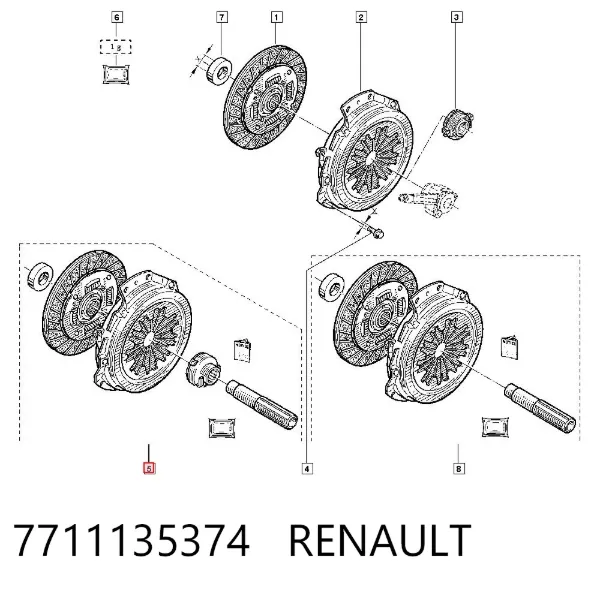 Kit de embraiagem (3 peças) 7711135374 Renault (RVI)