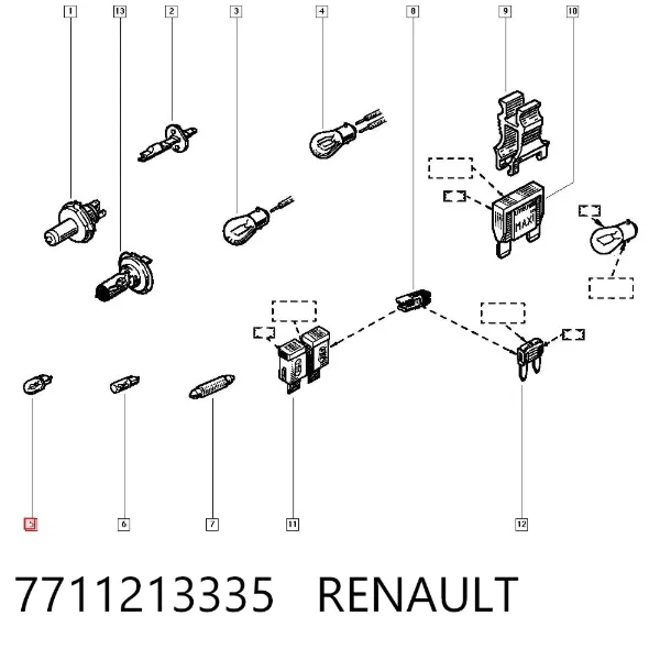 Lâmpada 7711213335 Renault (RVI)